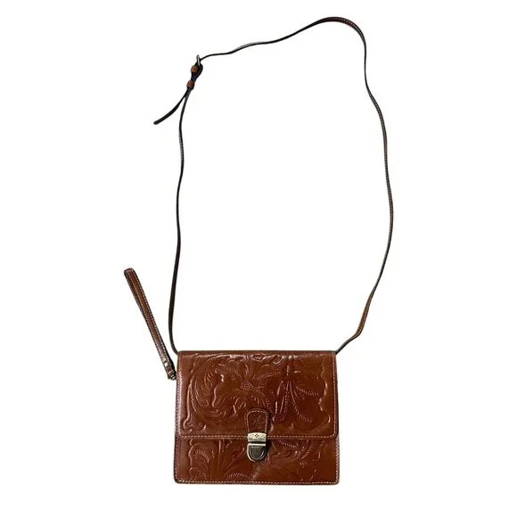 Patricia Nash Embossed Leather Crossbody Shoulder Bag Floral Purse Wristlet - Picture 2 of 12